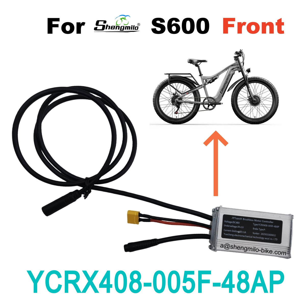 Official YCRX408-005Z-48TAP / YCRX408-005F-48AP 48V Controller Replacement for Shengmilo S600 Dual Motor Electric Bike