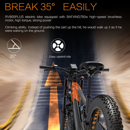 RV800 PLUS 48V 20Ah Fashionable Electric Bike 26 Inch 7 Speed Transmission system Up To 52Km/h  Front & Rear Hydraulic Disc Brake